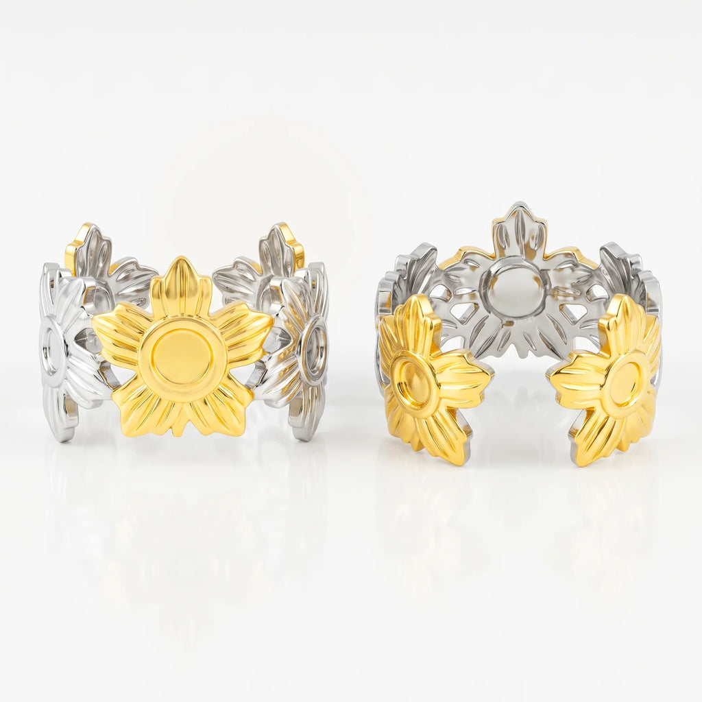 AYMI Ring Anti-Tarnish Floral Sunflower Band (Adjustable Size)
