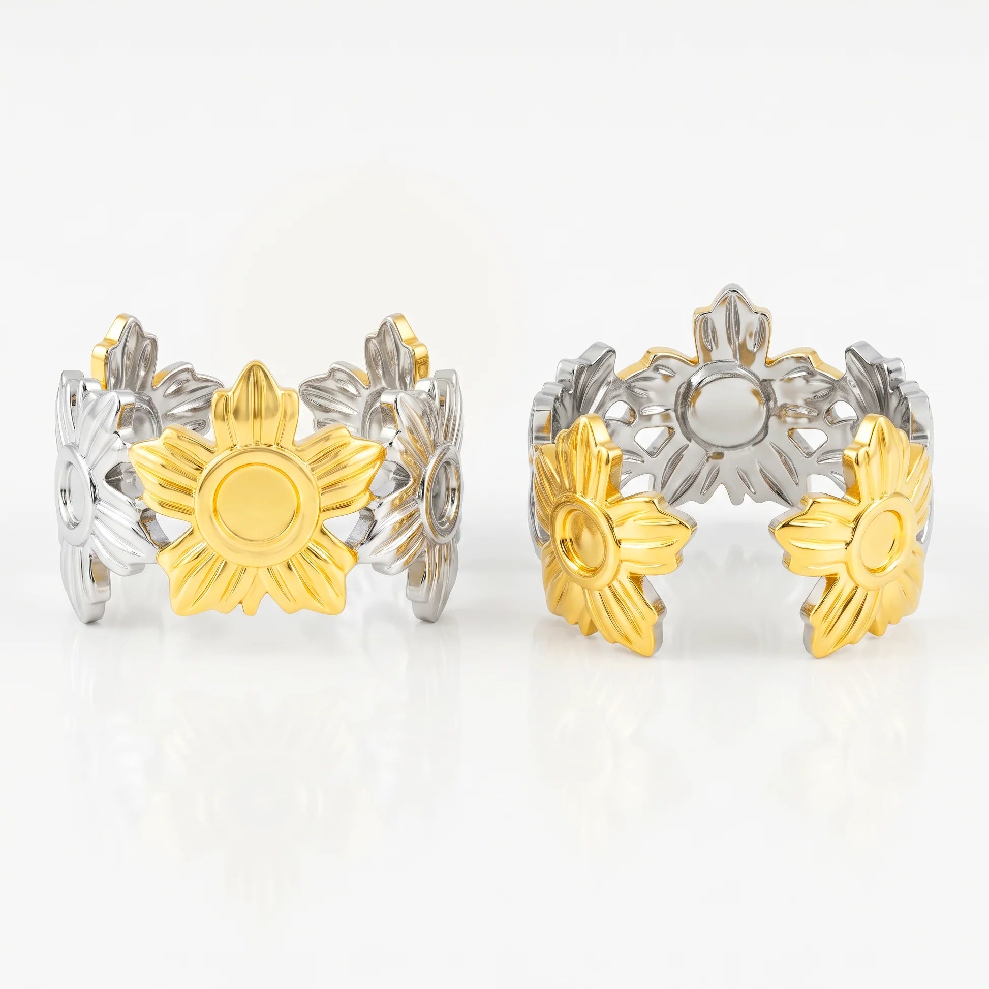 AYMI Ring Anti-Tarnish Floral Sunflower Band (Adjustable Size)