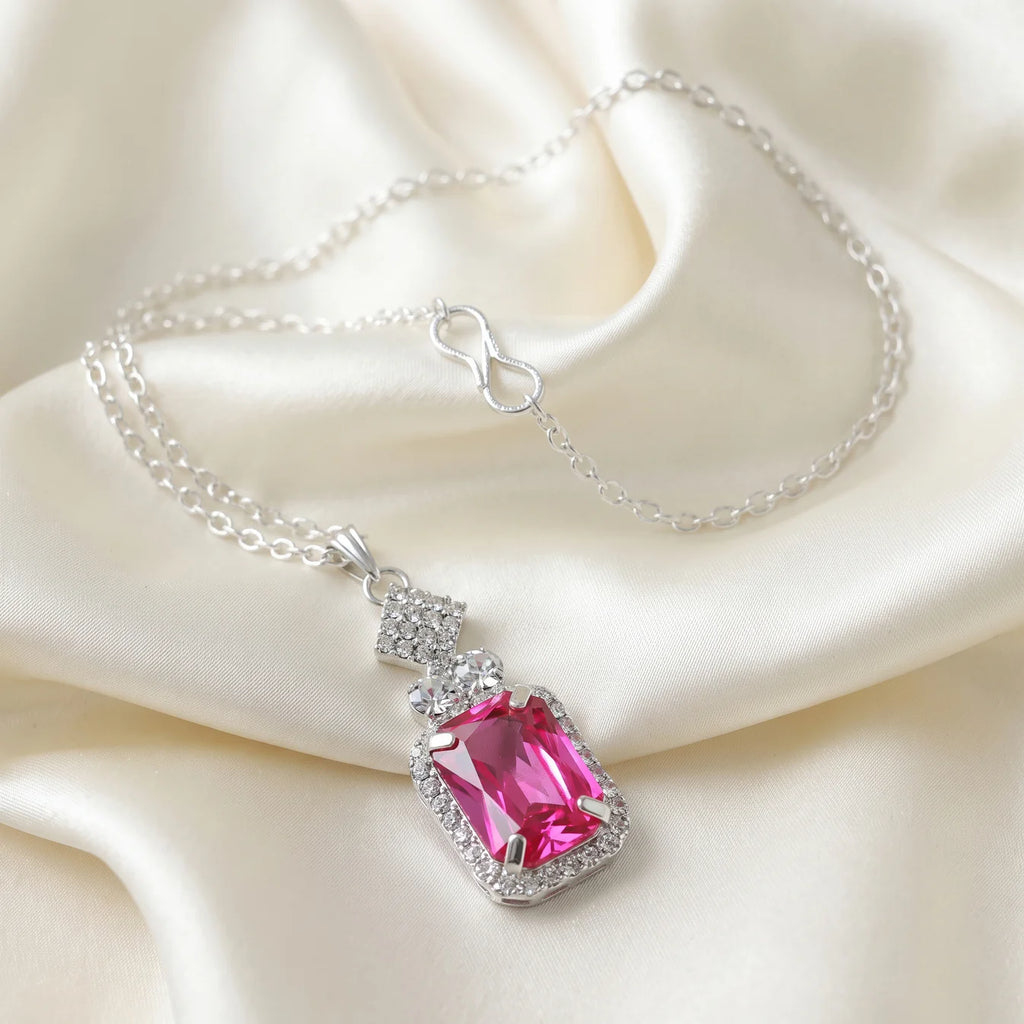 AYMI Necklace Anti-Tarnish Fuchsia Pendant Chain