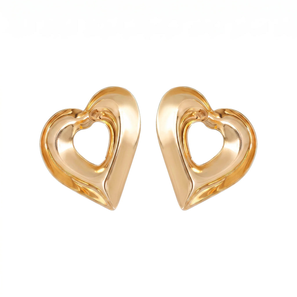 AYMI Earrings Anti-Tarnish Open Heart Studs