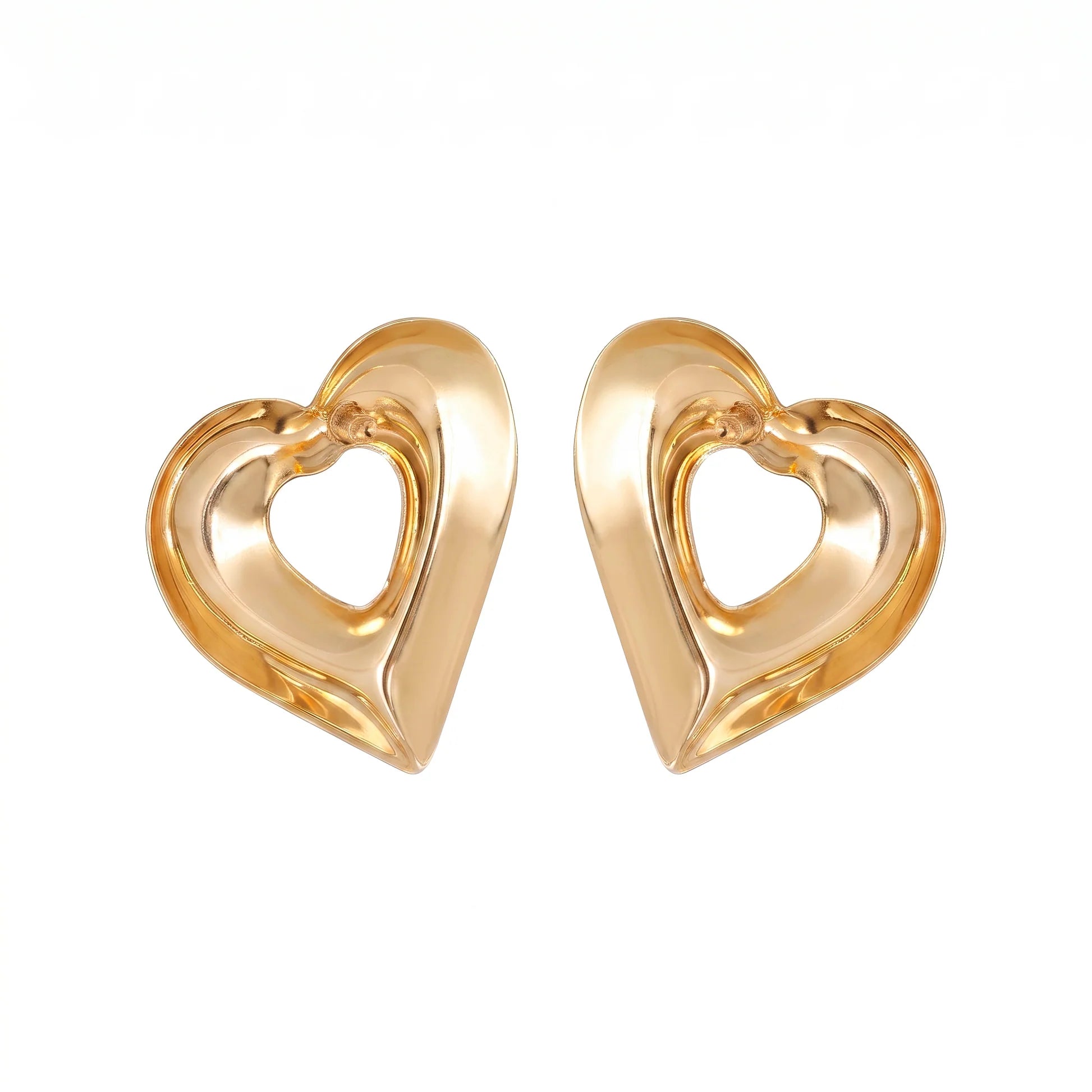 AYMI Earrings Anti-Tarnish Open Heart Studs