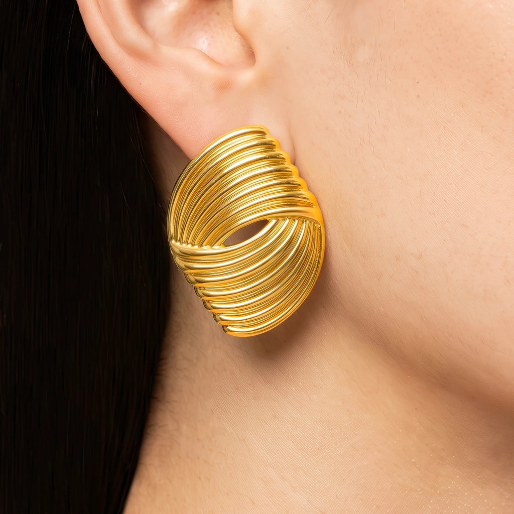 AYMI Earrings Anti-Tarnish Textured Oval Studs