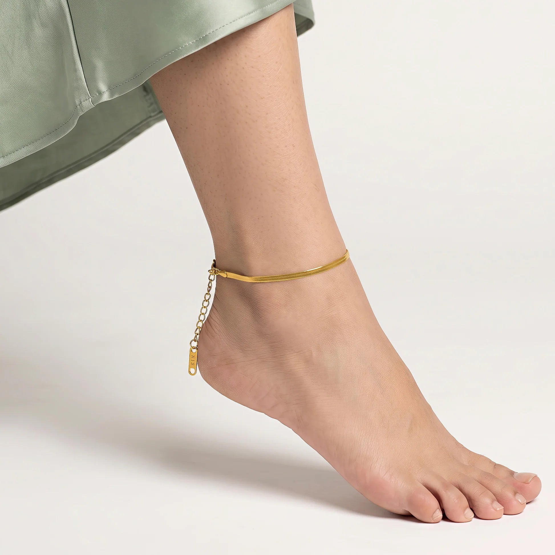 AYMI Anklet Anti-Tarnish Flat Snake Chain