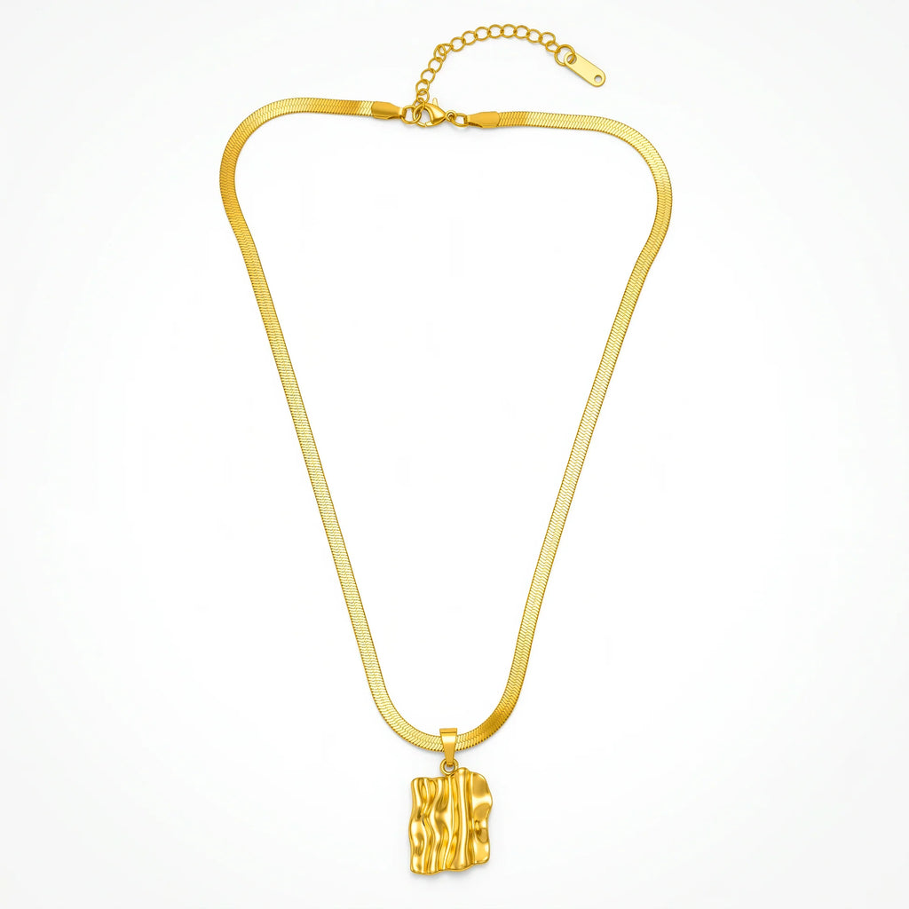 AYMI Necklace Anti-Tarnish Gold Plated Wavy Creative Pendant