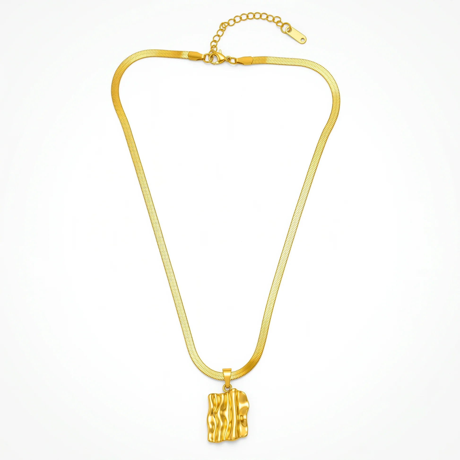AYMI Necklace Anti-Tarnish Gold Plated Wavy Creative Pendant