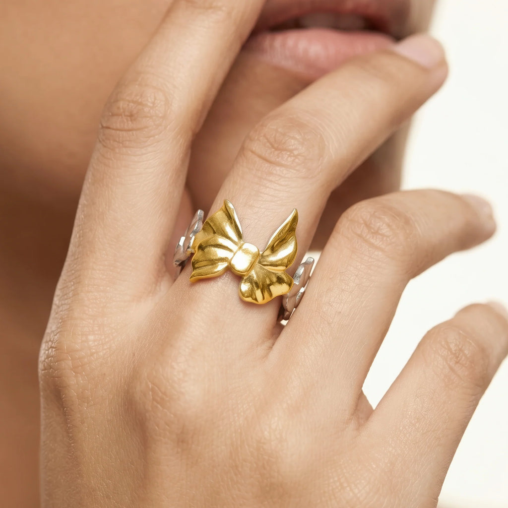 AYMI Ring Anti-Tarnish Ribbon Bow (Adjustable Size)