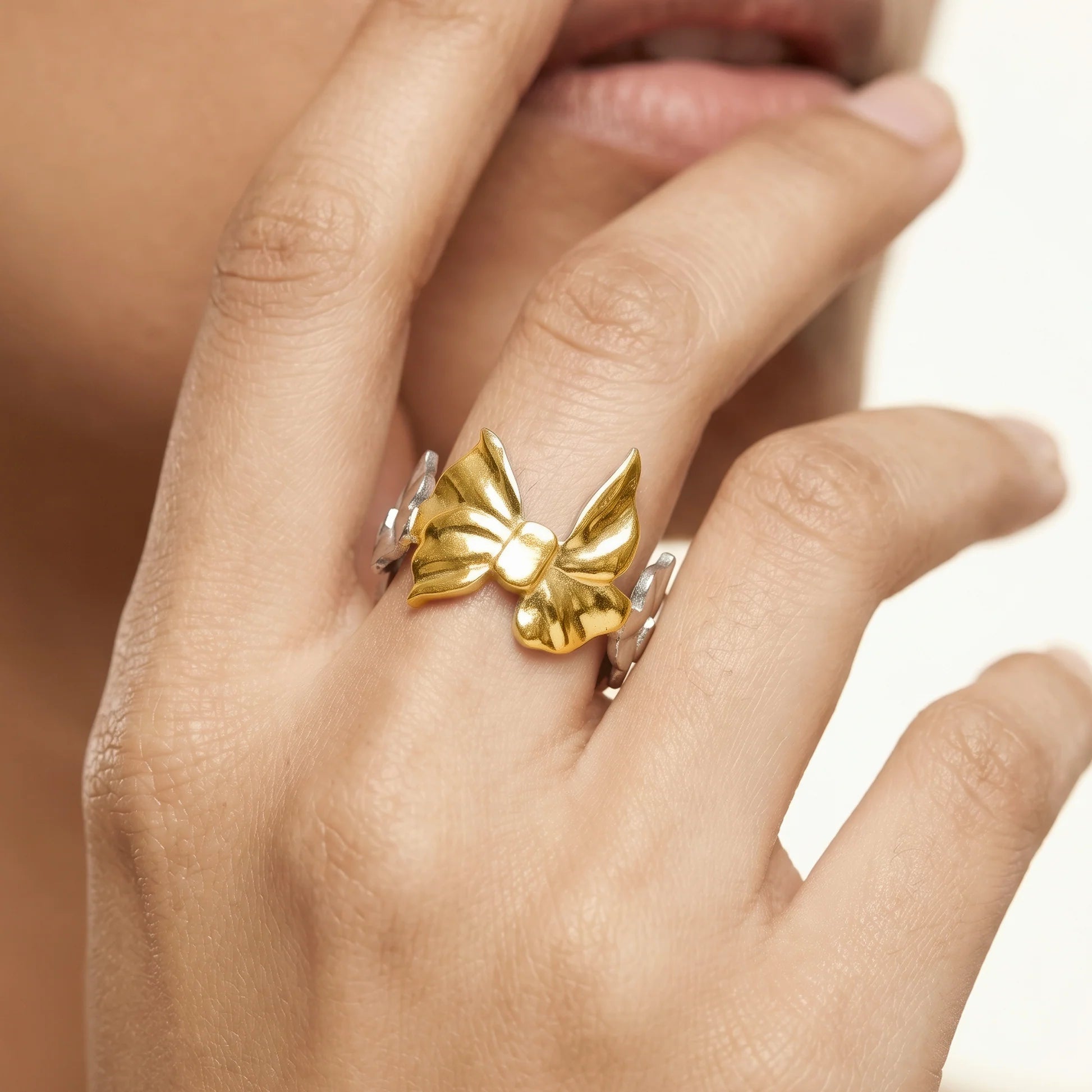 AYMI Ring Anti-Tarnish Ribbon Bow (Adjustable Size)