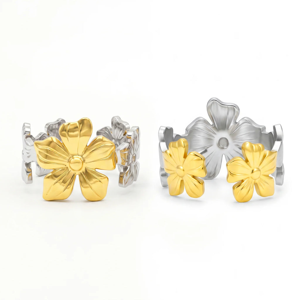 AYMI Ring Anti-Tarnish Five Petal Flower (Adjustable Size)