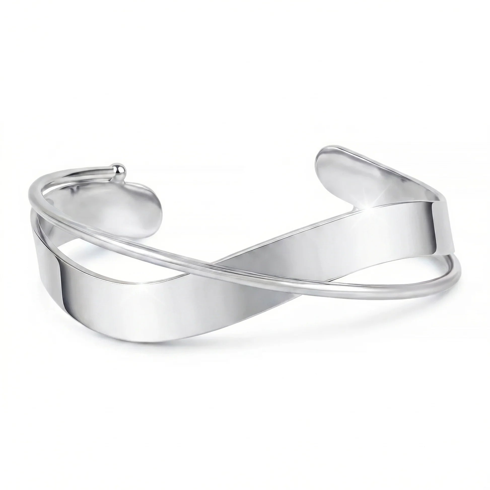 AYMI Bracelet Anti-Tarnish Metallic Silver Bangle (Adjustable Size)