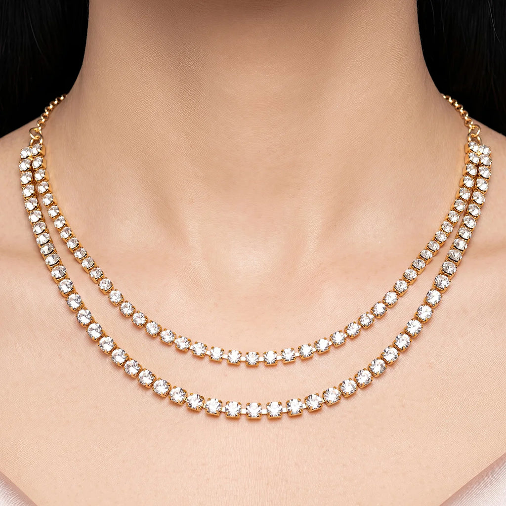AYMI Necklace Anti-Tarnish Gold Plated American Diamonds Set