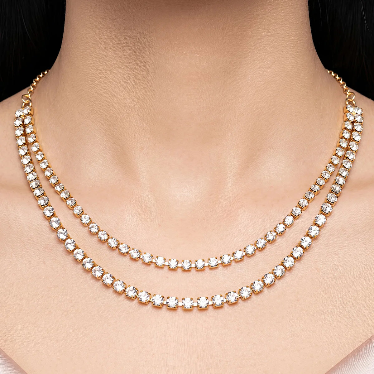 AYMI Necklace Anti-Tarnish Gold Plated American Diamonds Set