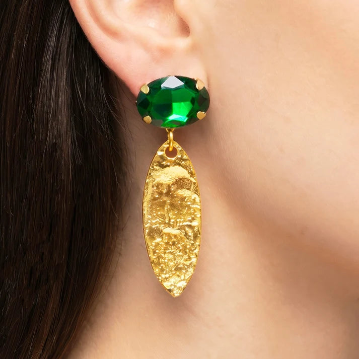 AYMI Emerald Crystal Anti-Tarnish Marquise Dangles.