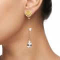 AYMI Rose Pearl Anti-Tarnish & Teardrop Crystal Earrings