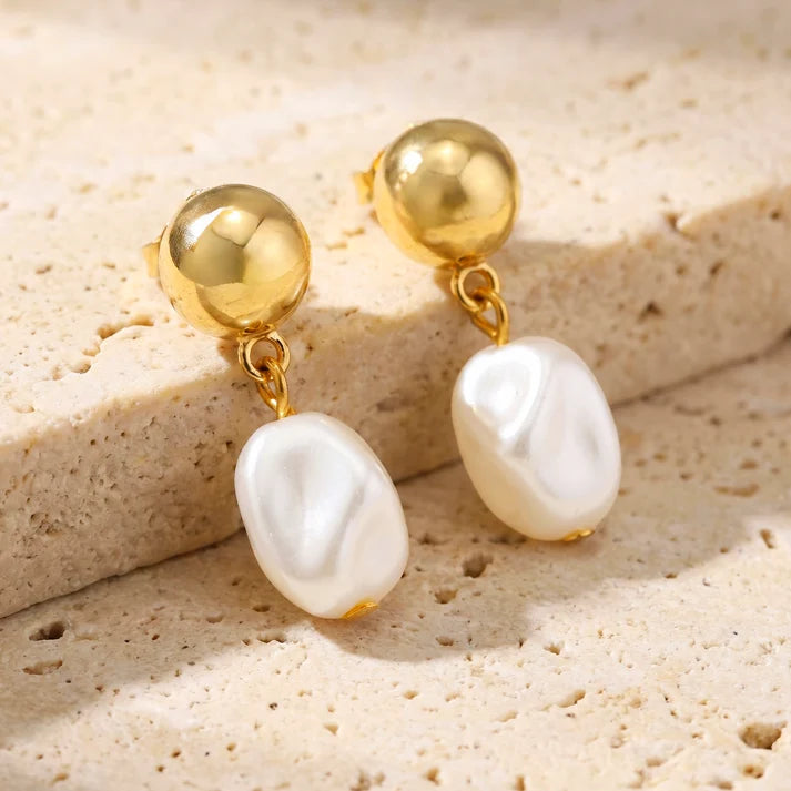 AYMI Pearl Drop Anti-Tarnish Charm Earrings