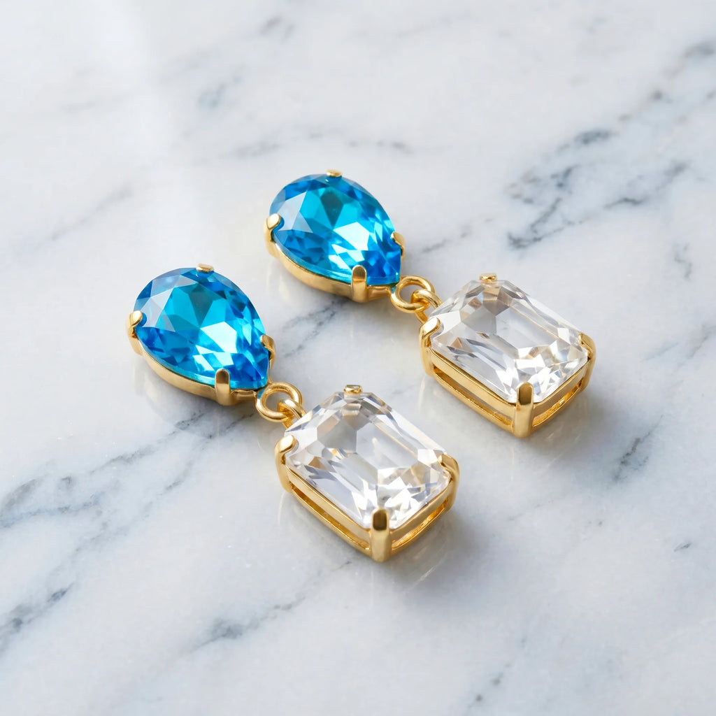 AYMI Earrings Anti-Tarnish
Aquamarine Crystal Dangles
