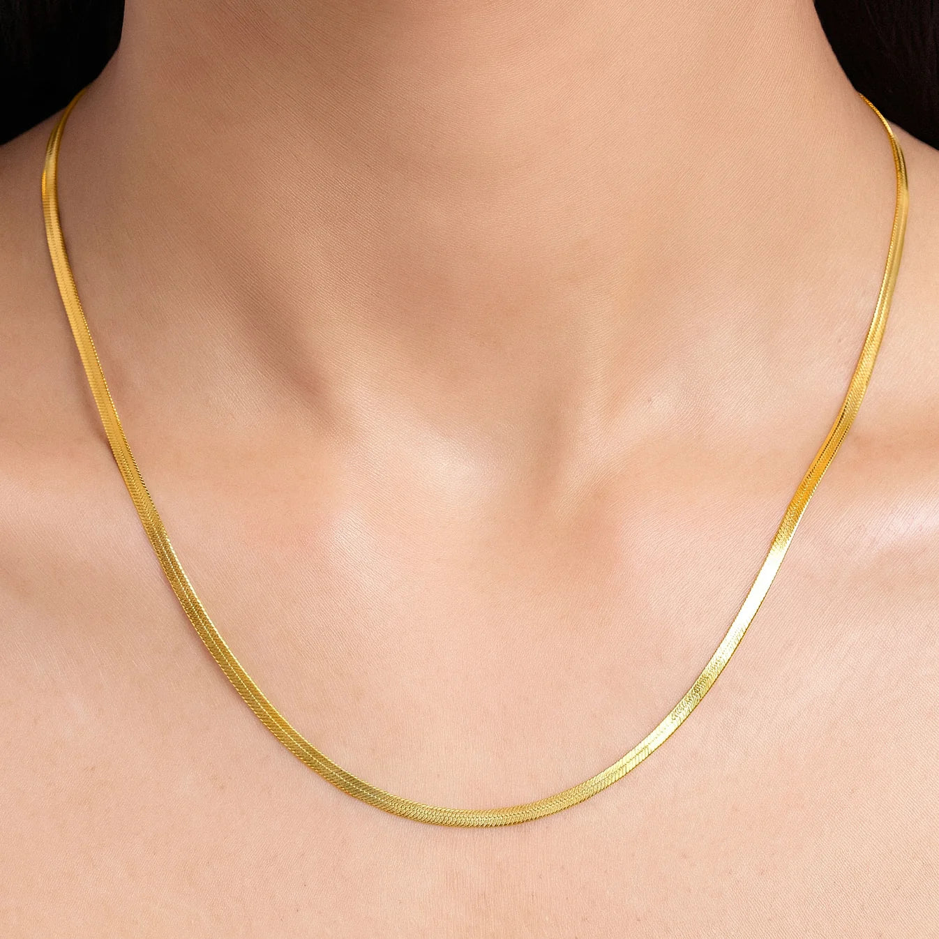 AYMI Necklace Anti-Tarnish Flat Snake Chain