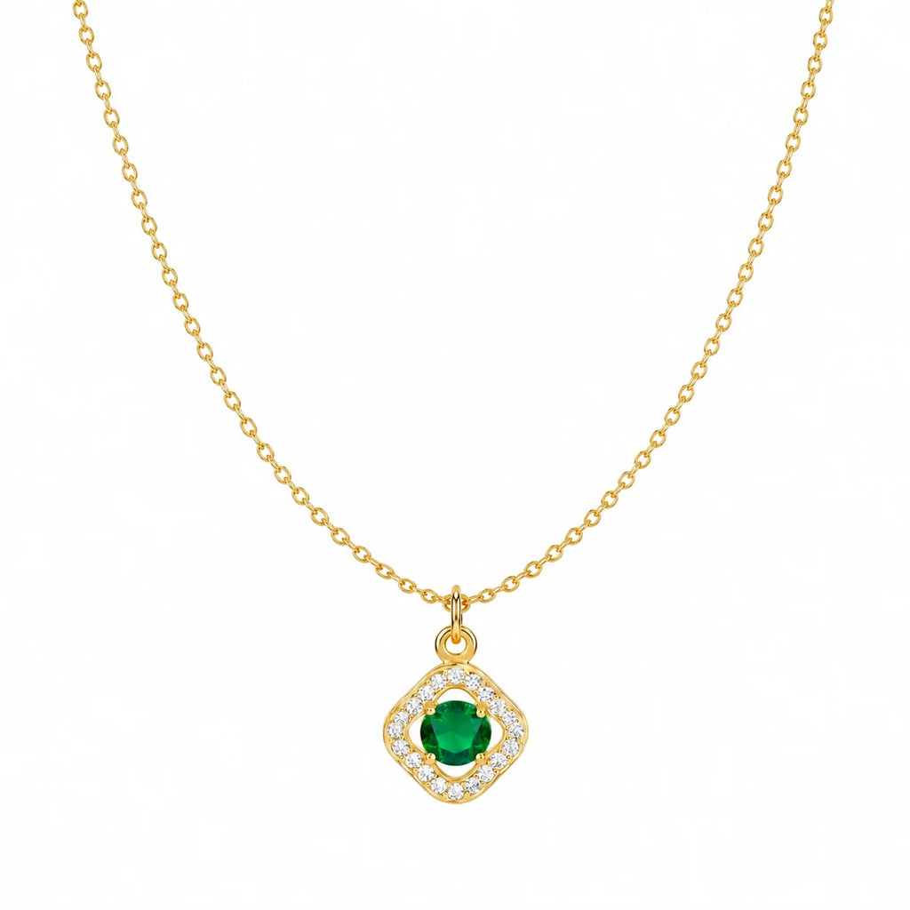 AYMI Necklace Anti-Tarnish Gold
Plated Chain With Emerald