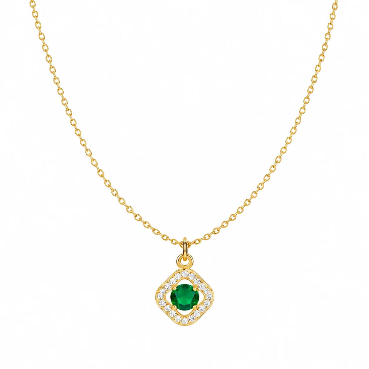 AYMI Necklace Anti-Tarnish Gold
Plated Chain With Emerald