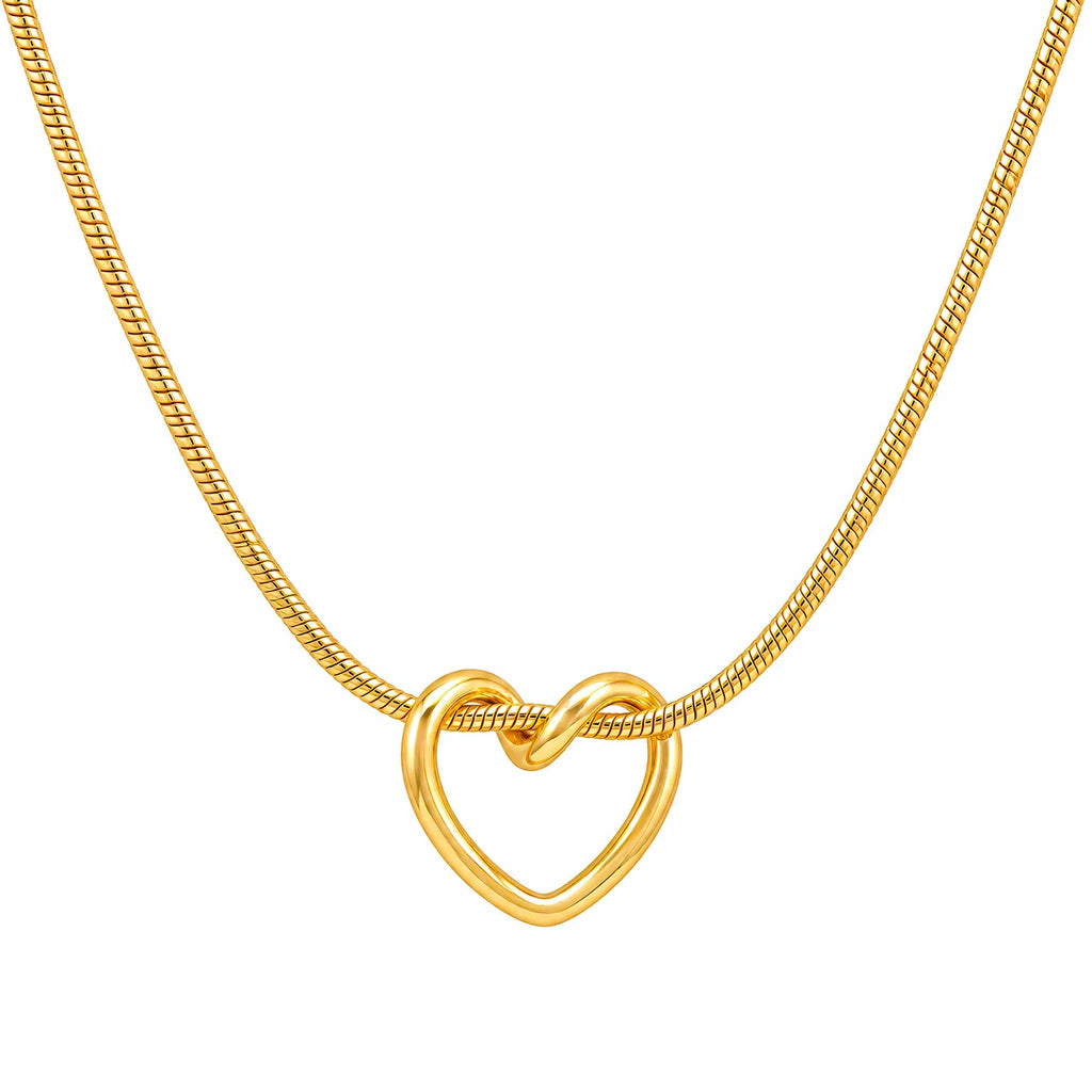 AYMI Necklace Anti-Tarnish Open
Heart Snake Chain