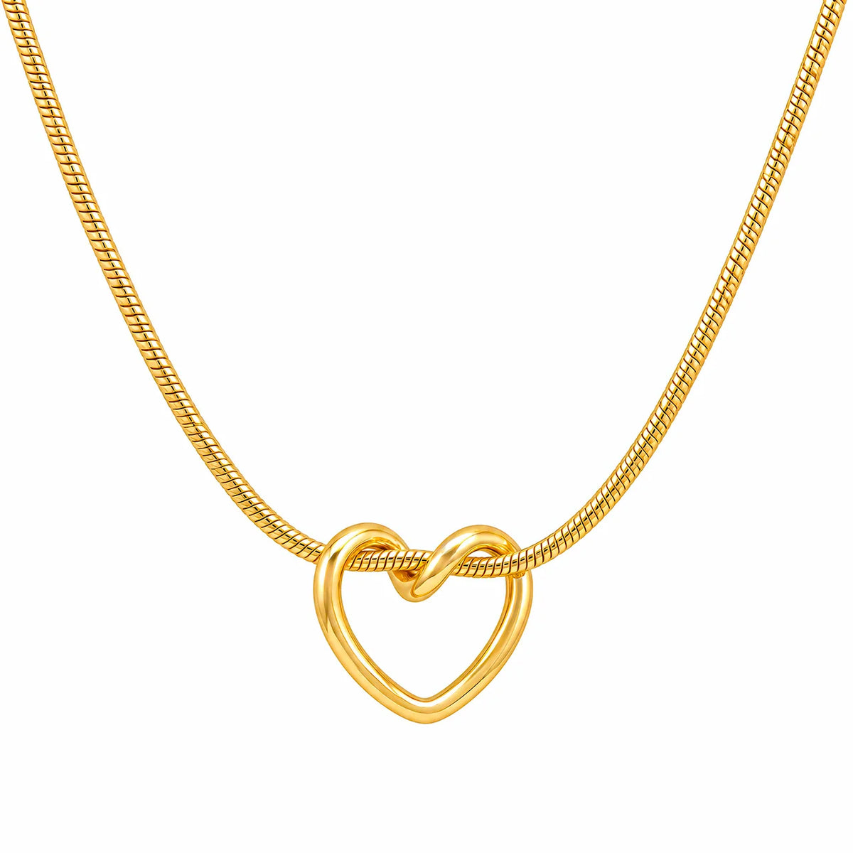 AYMI Necklace Anti-Tarnish Open
Heart Snake Chain