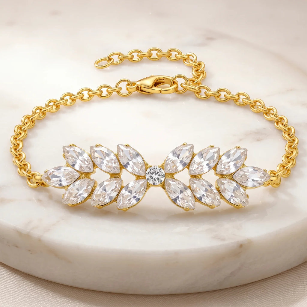 AYMI Bracelet Anti-Tarnish Gold Plated Crystals (Adjustable Size)