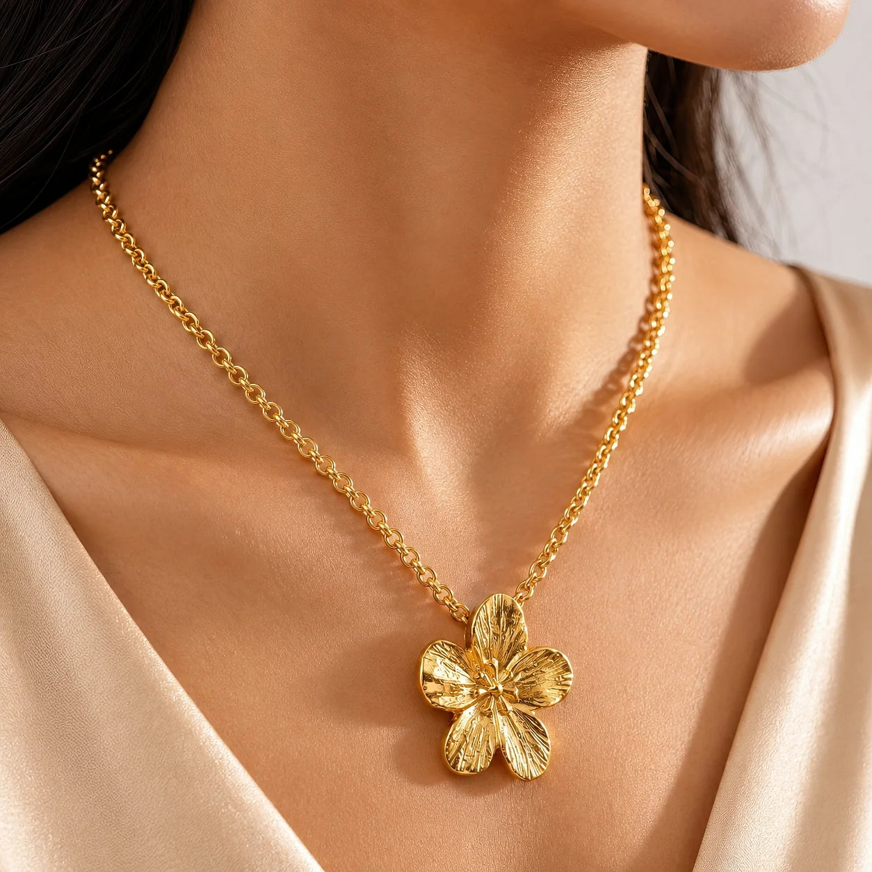 AYMI Necklace Anti-Tarnish Golden Flower Set