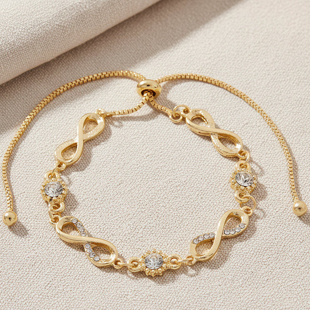 AYMI Bracelet Anti-Tarnish Infinity & Crystal Chain (Adjustable Size)