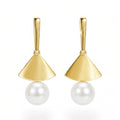 AYMI Earrings Anti-Tarnish Pearl Triangle Dangles