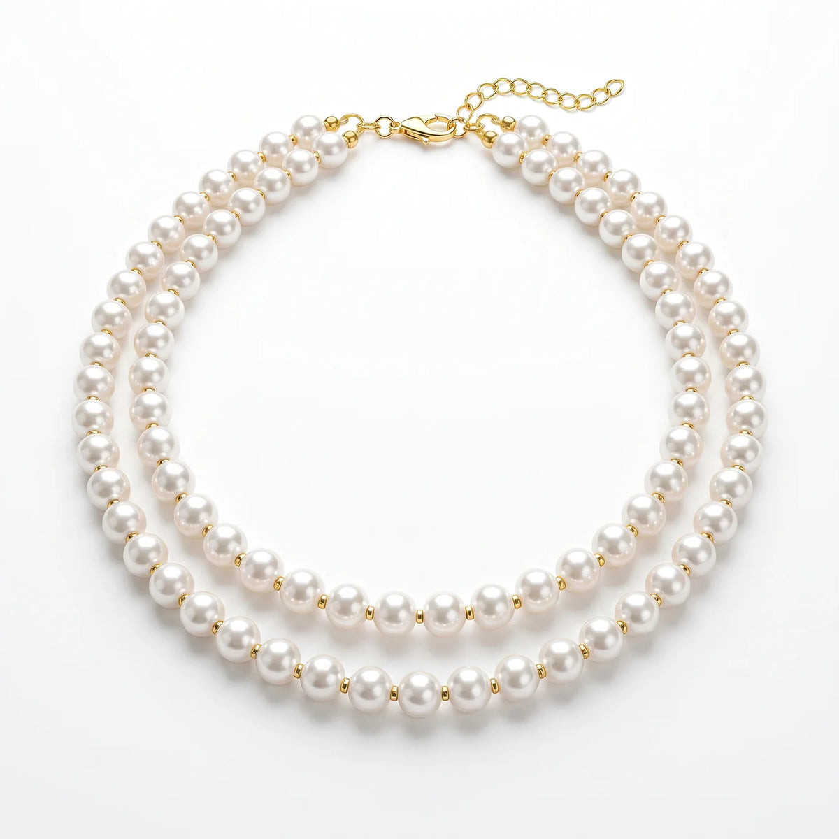 AYMI Necklace With Double-Layered White Pearls