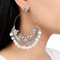 AYMI Earrings Anti-Tarnish Ornate Hoops Crescent Peacock Crystal Pearls