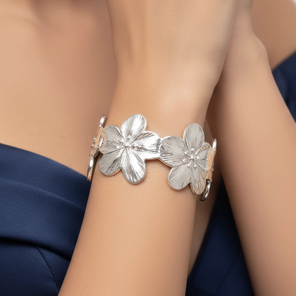 AYMI Bracelet Anti-Tarnish Silver Lily Flower (Adjustable Size)