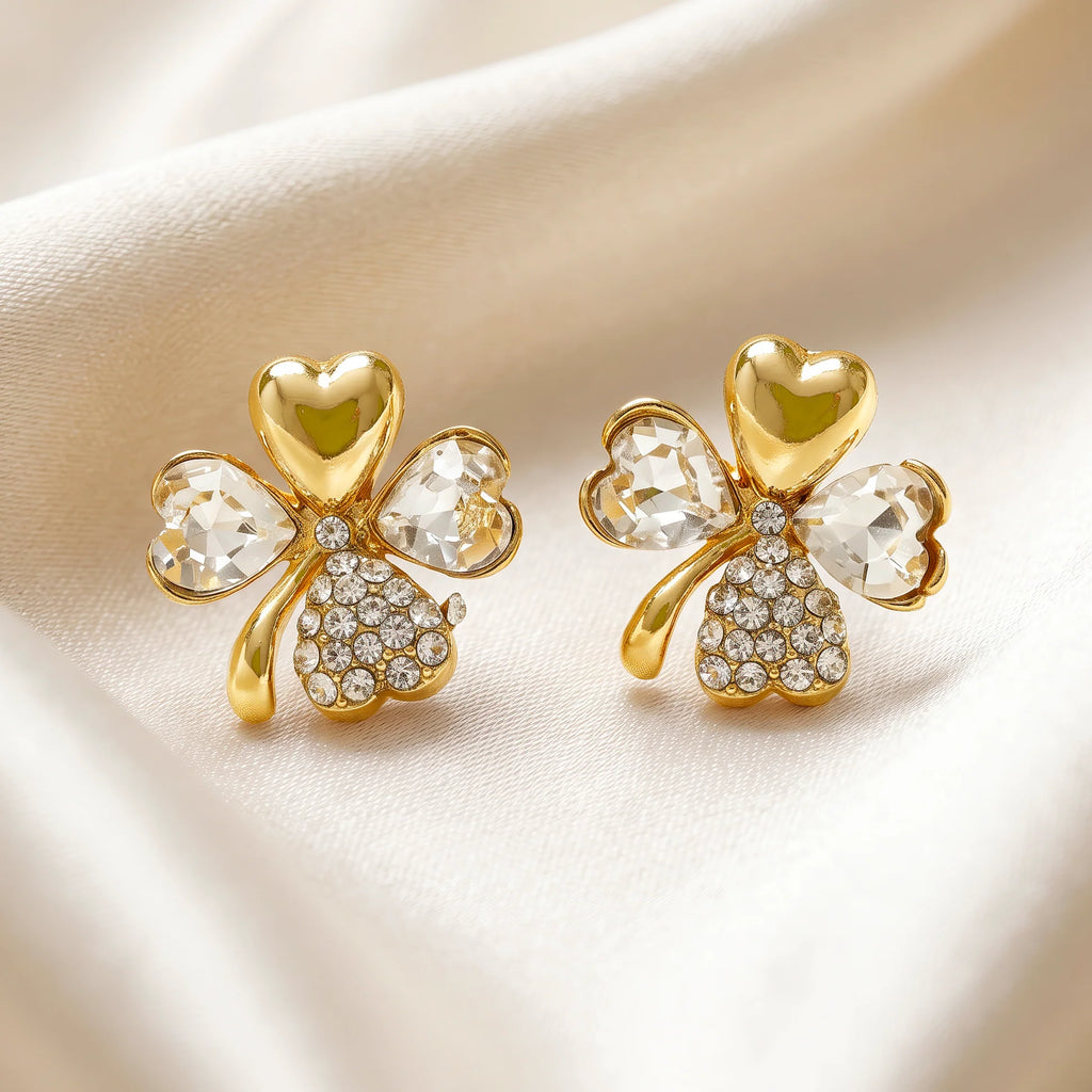 AYMI Earrings Anti-Tarnish Clover Crystal Studs