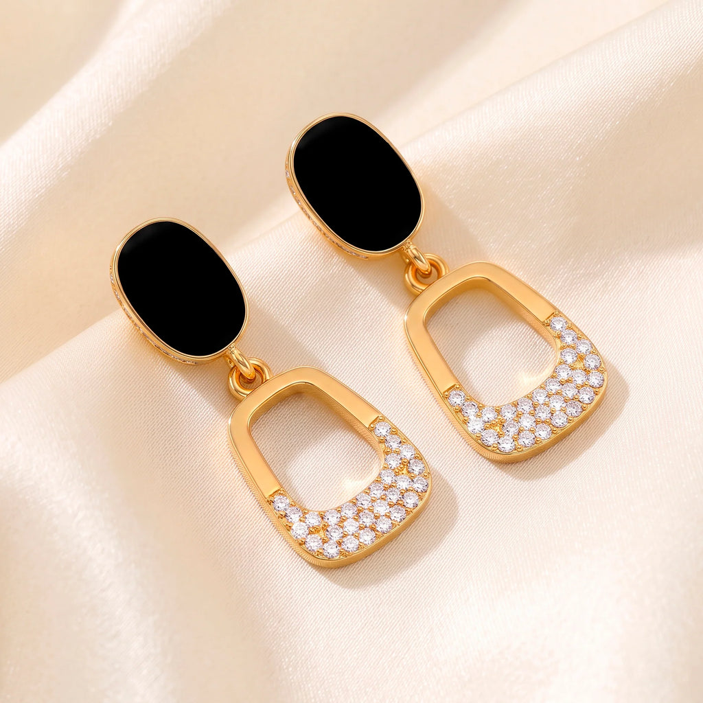 AYMI Earrings Anti-Tarnish Black Geometric Dangles