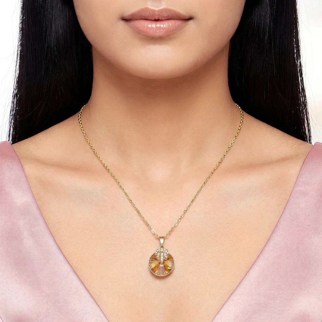 AYMI Necklace Anti-Tarnish Round Champagne Pendant