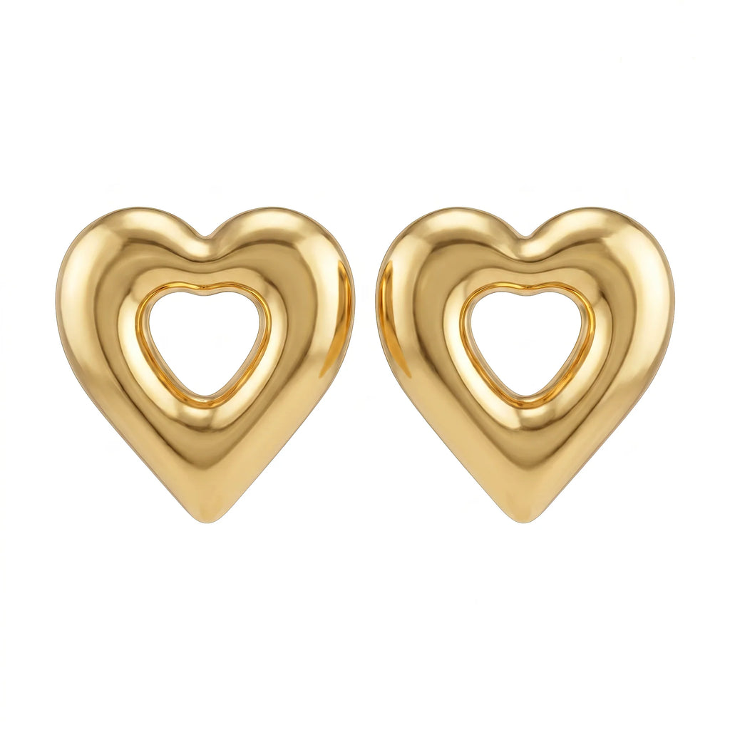 AYMI Earrings Anti-Tarnish Open Heart Studs