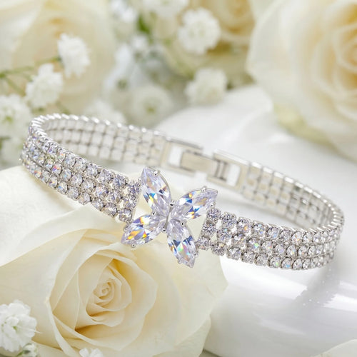 AYMI Bracelet Anti-Tarnish Marquise Crystal Butterfly (Adjustable Size)