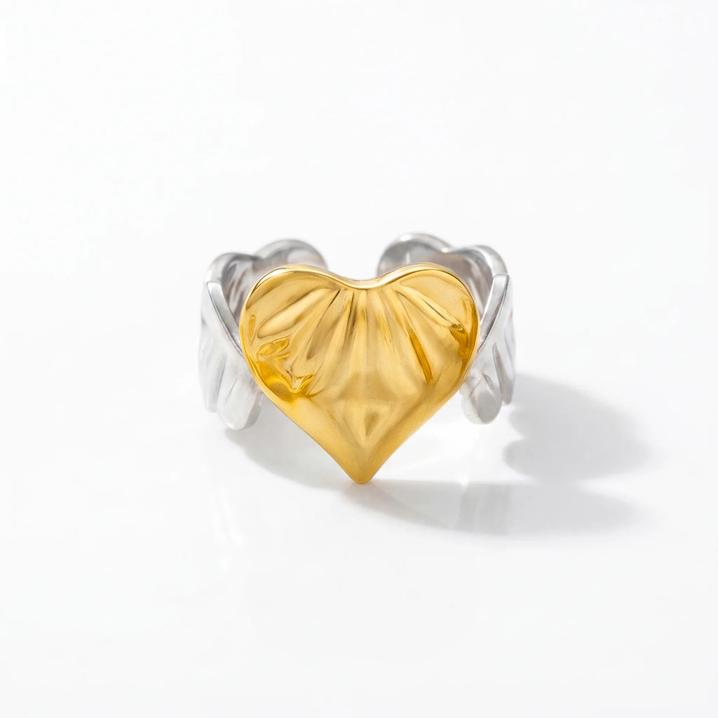 AYMI Ring Anti-Tarnish Textured Heart (Adjustable Size)