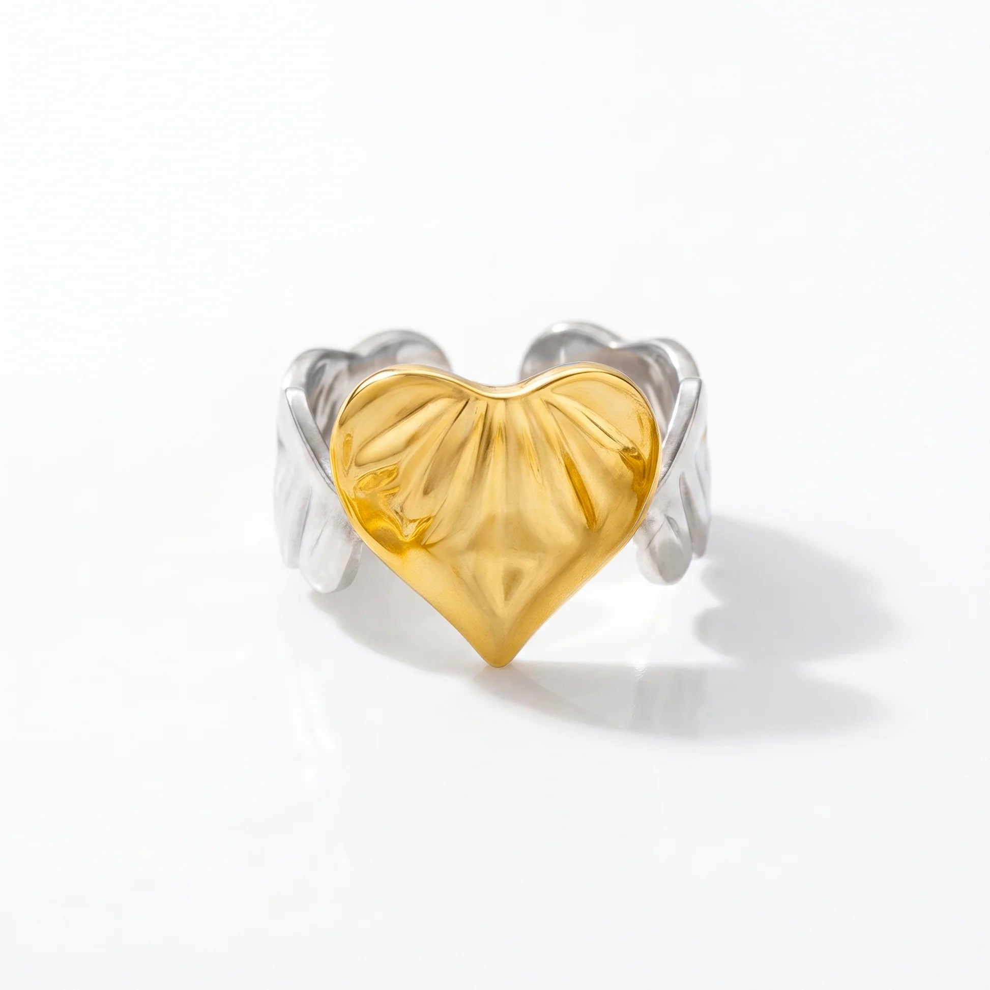 AYMI Ring Anti-Tarnish Textured Heart (Adjustable Size)