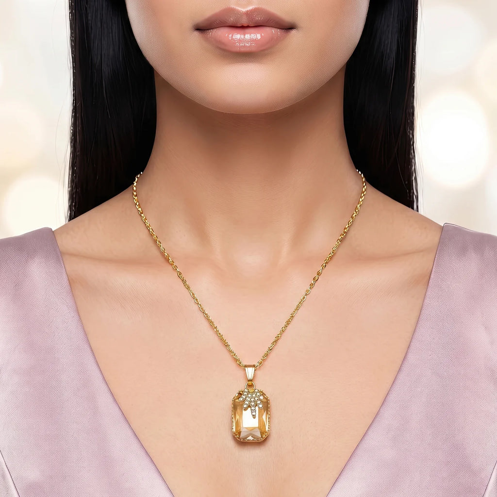 AYMI Necklace Anti-Tarnish Champagne Rectangle Pendant