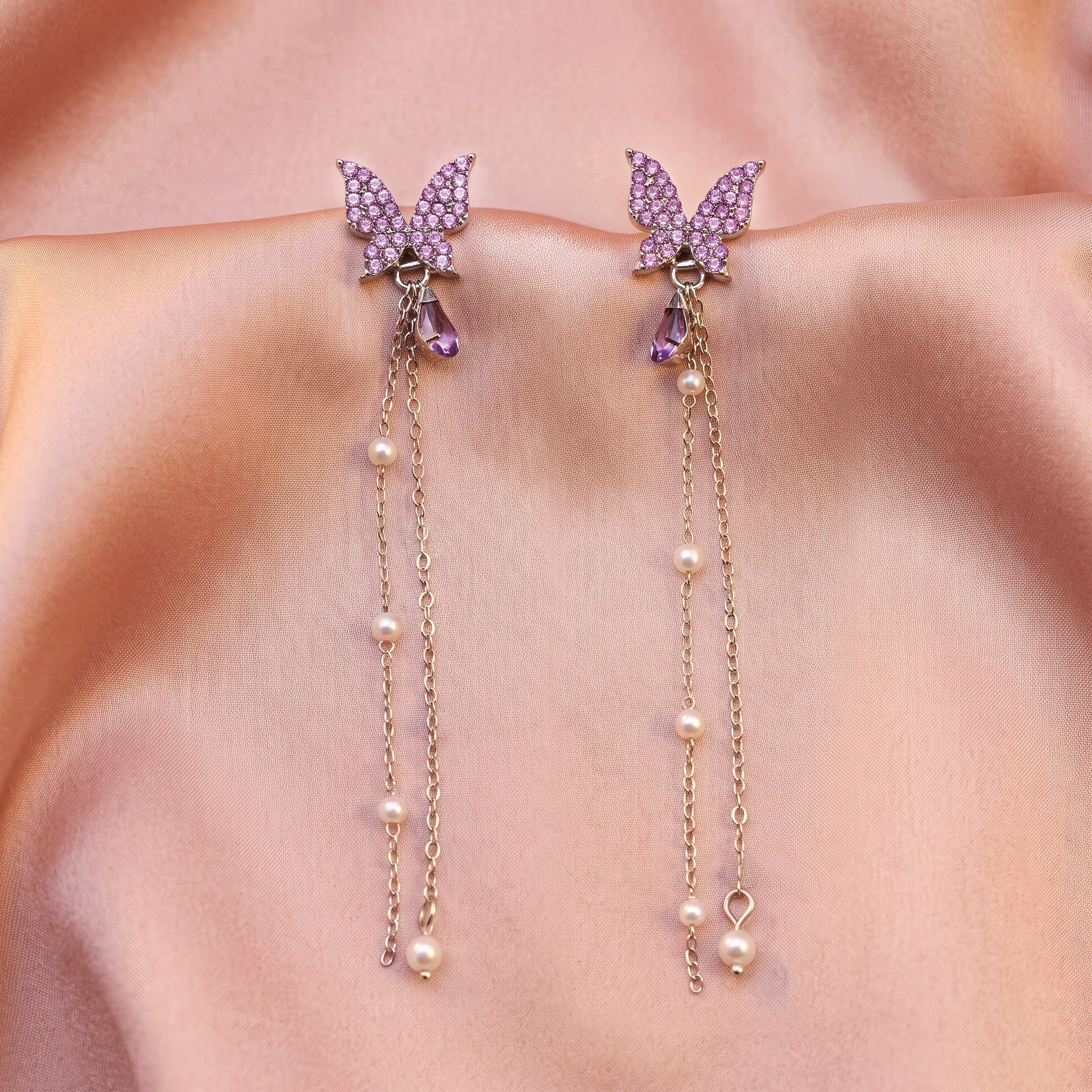 AYMI Earrings Anti-Tarnish Purple Butterfly Drops