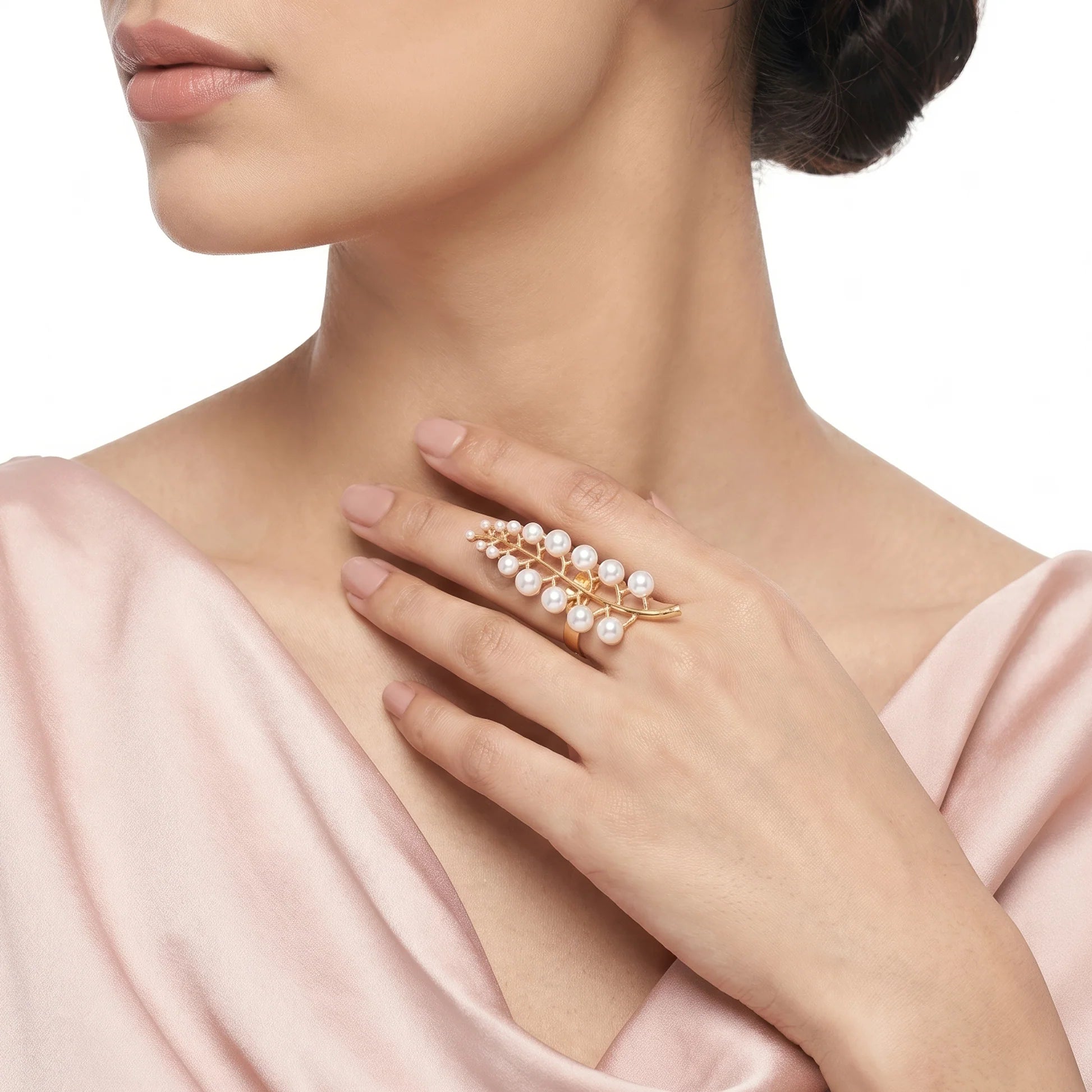 AYMI Ring Anti-Tarnish Pearl Branch Design (Adjustable Size)