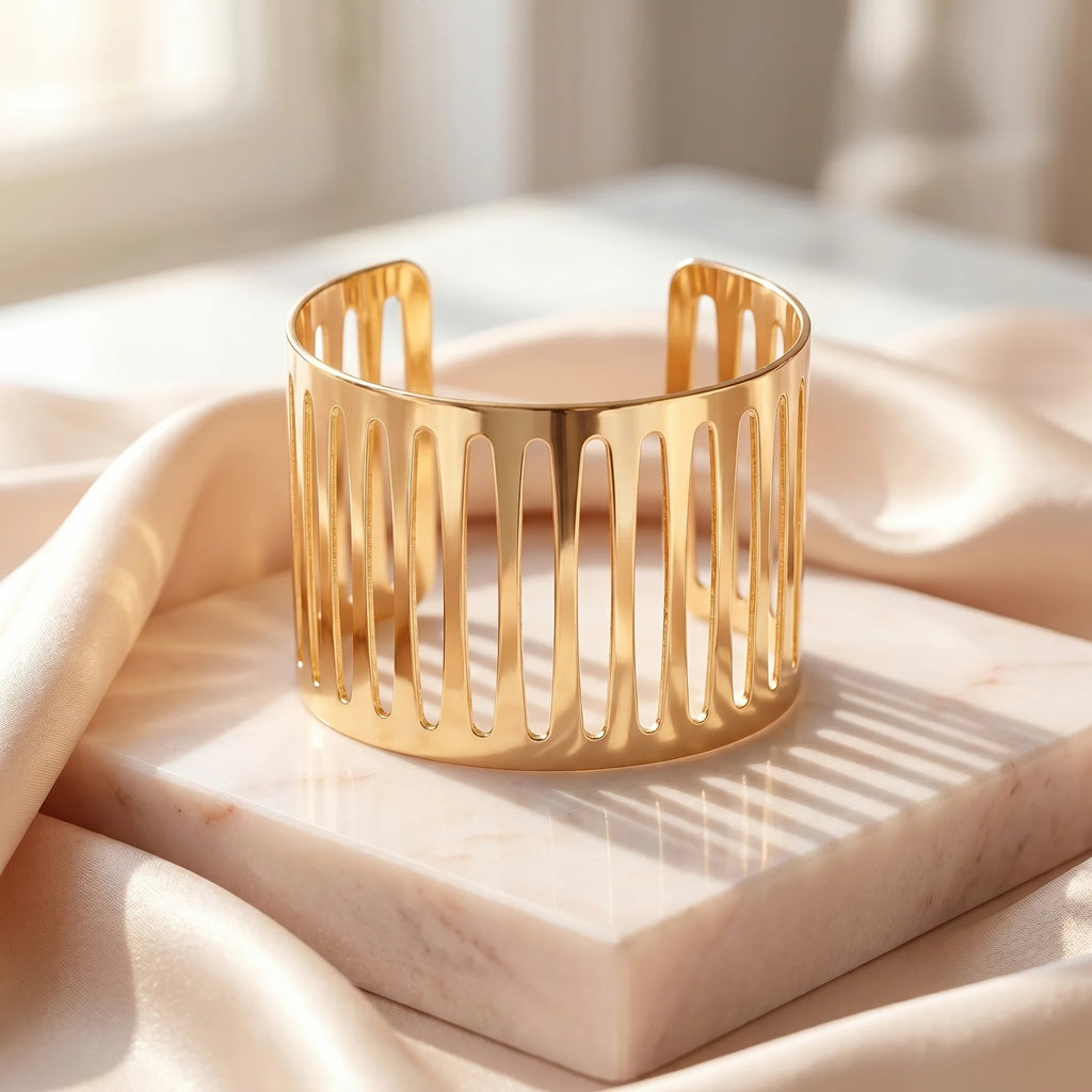 AYMI Bracelet Anti-Tarnish Cage Design Cuff (Adjustable Size)