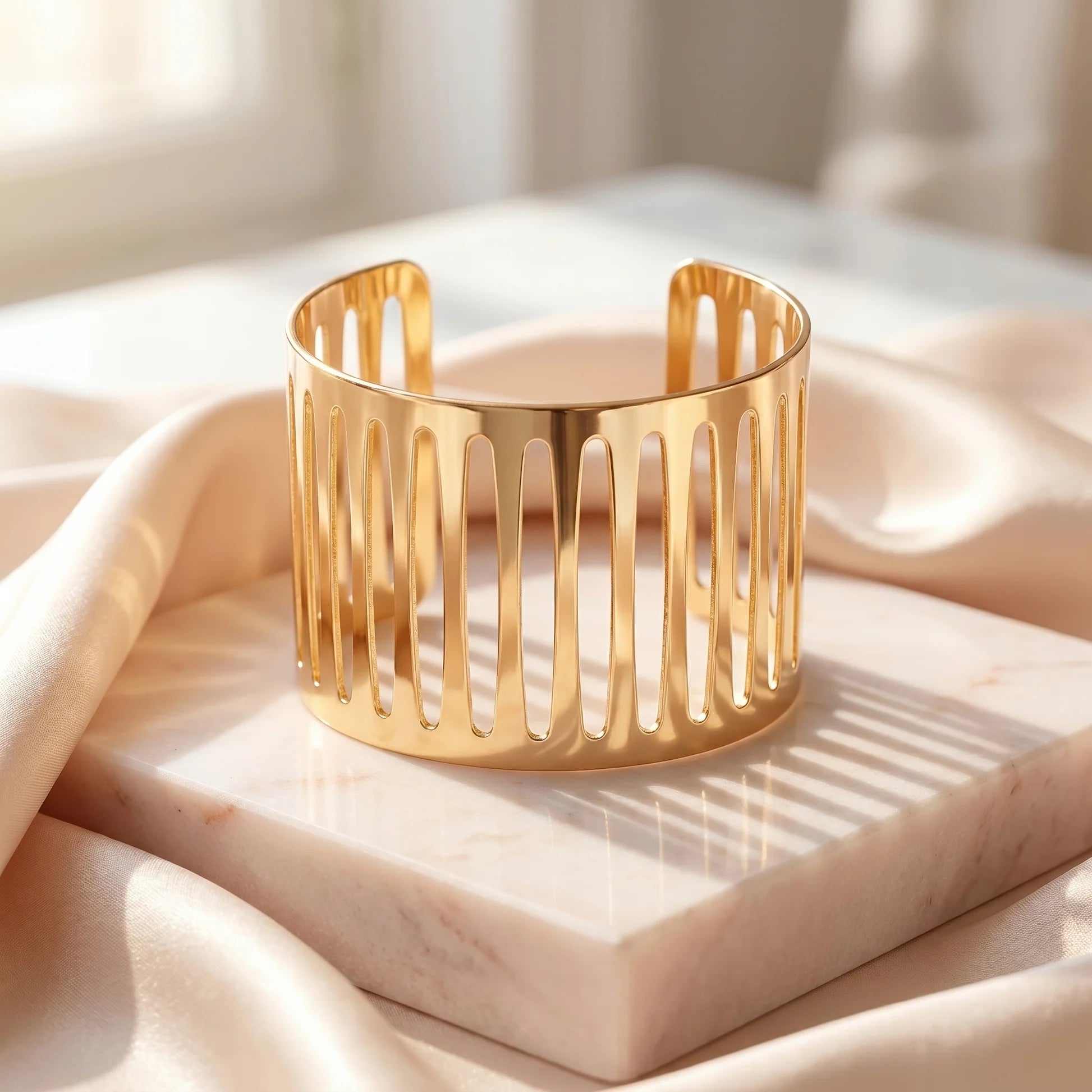 AYMI Bracelet Anti-Tarnish Cage Design Cuff (Adjustable Size)