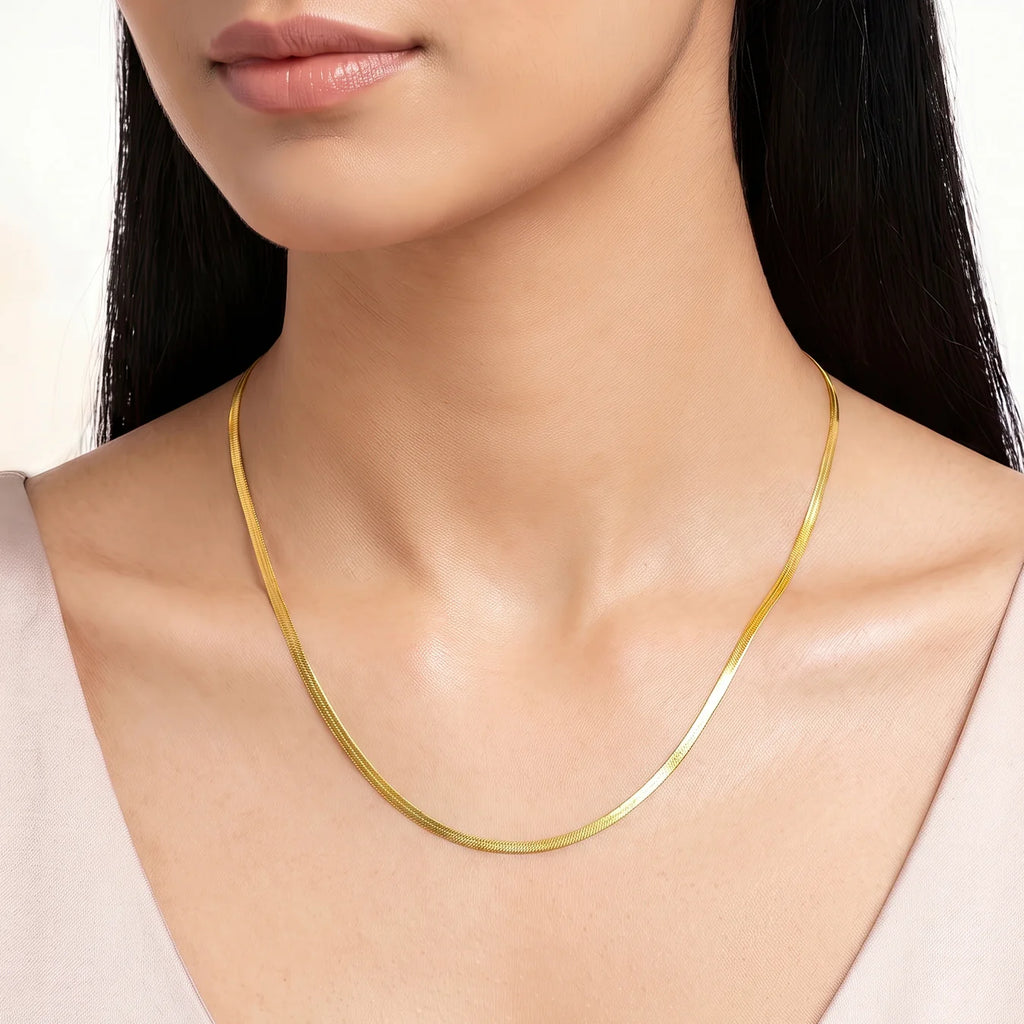 AYMI Necklace Anti-Tarnish Flat Snake Chain