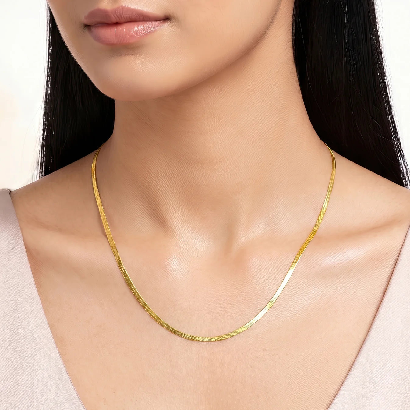 AYMI Necklace Anti-Tarnish Flat Snake Chain