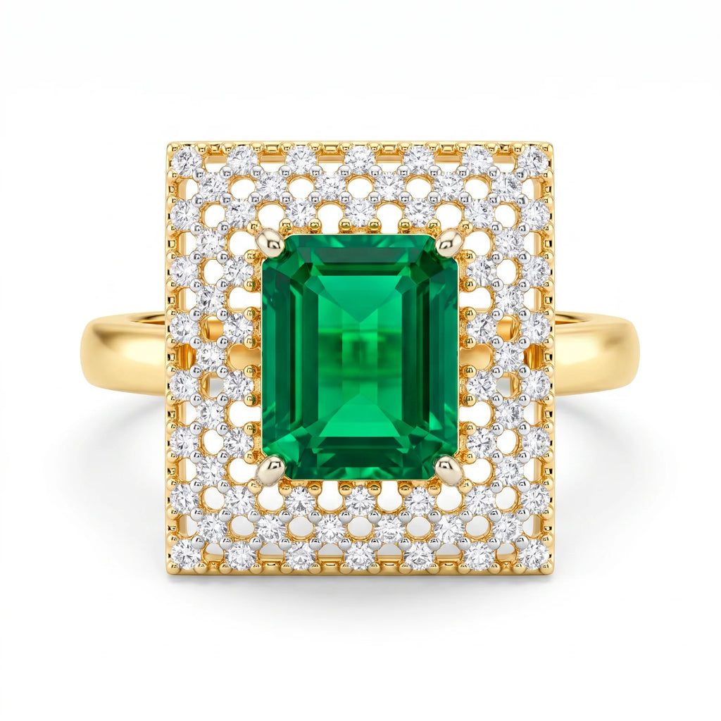AYMI Ring Anti-Tarnish Emerald
Crystal Statement (Adjustable
Size)