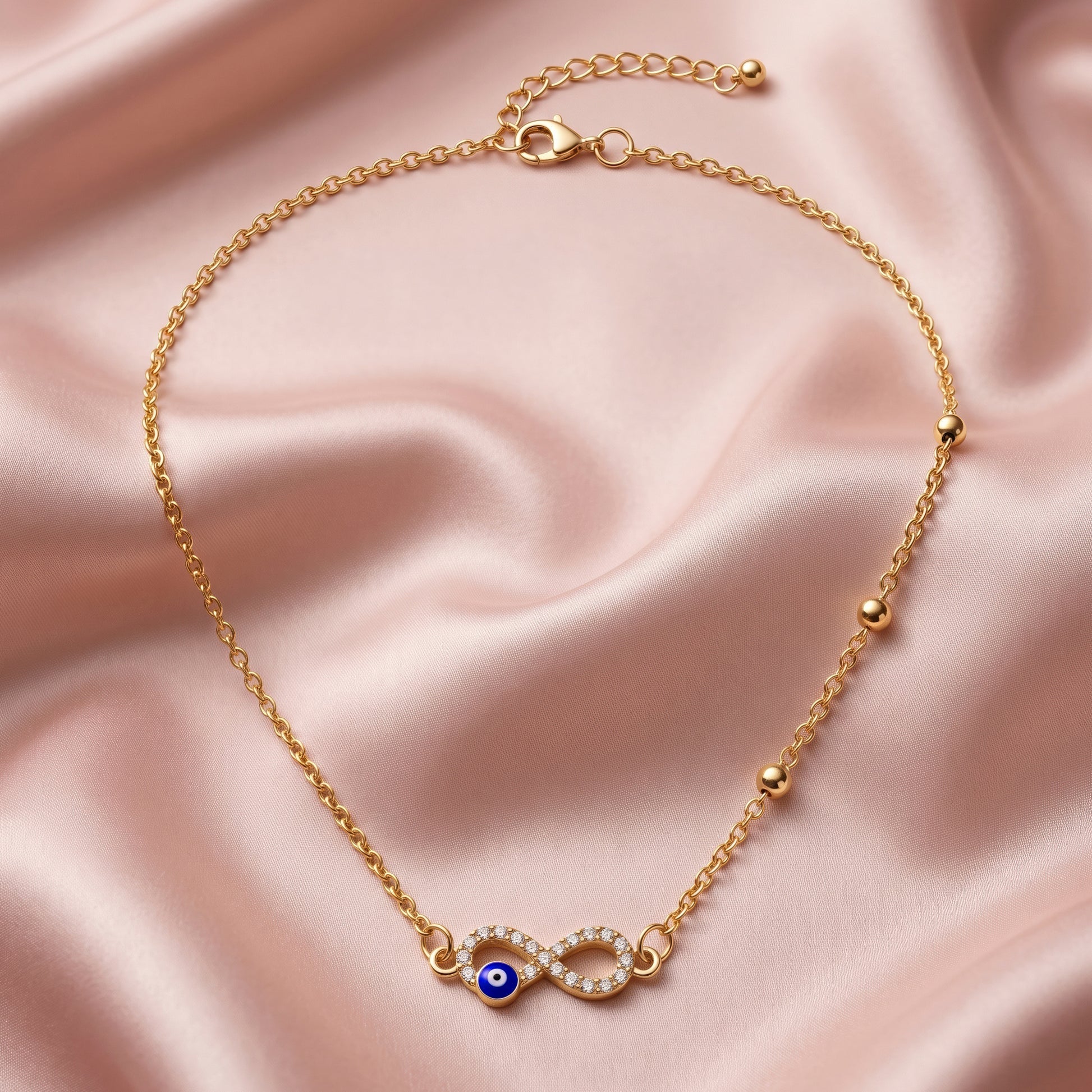 AYMI Necklace Anti-Tarnish Golden Chain With Evil Eye Pendant