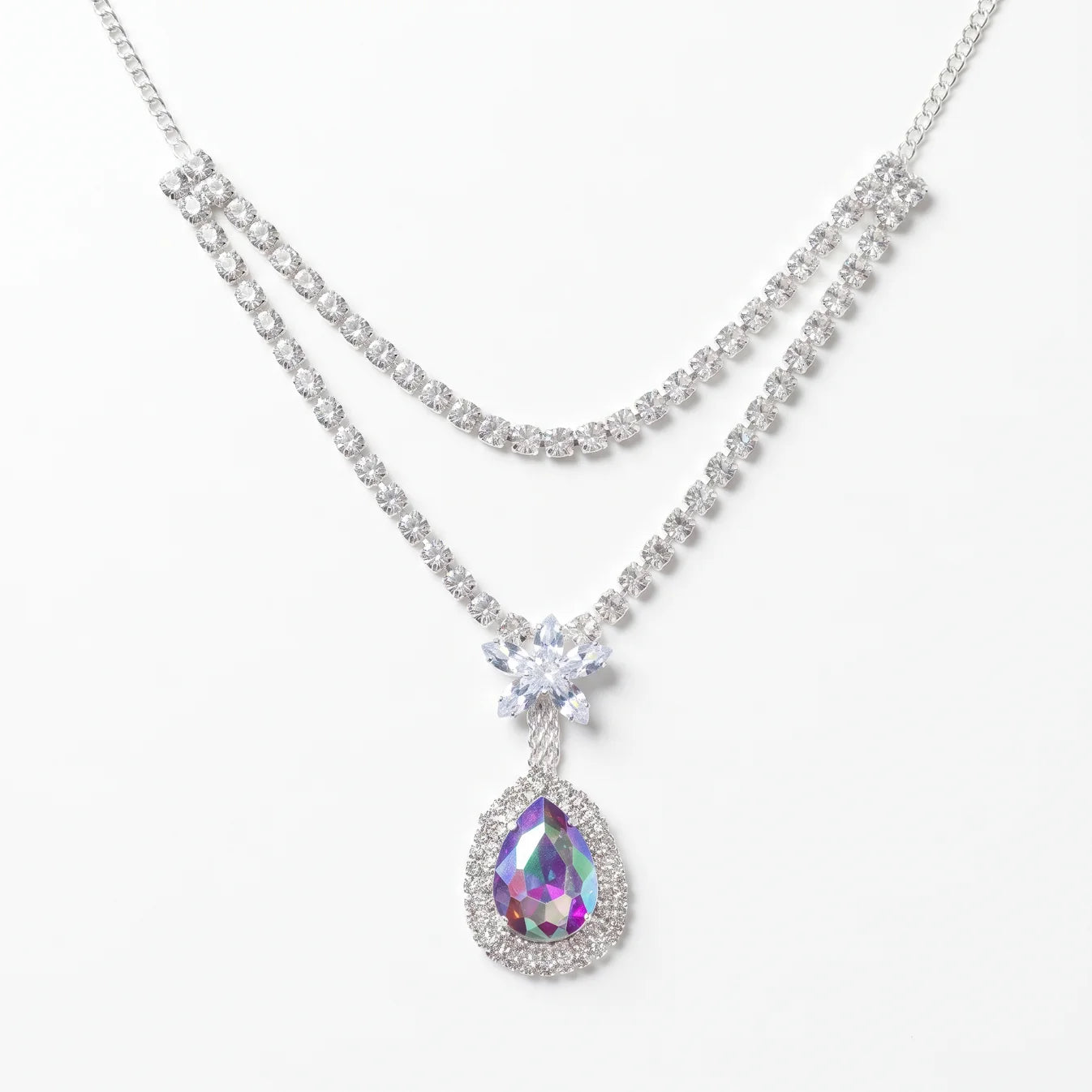 AYMI Necklace Anti-Tarnish Floral Teardrop Chain