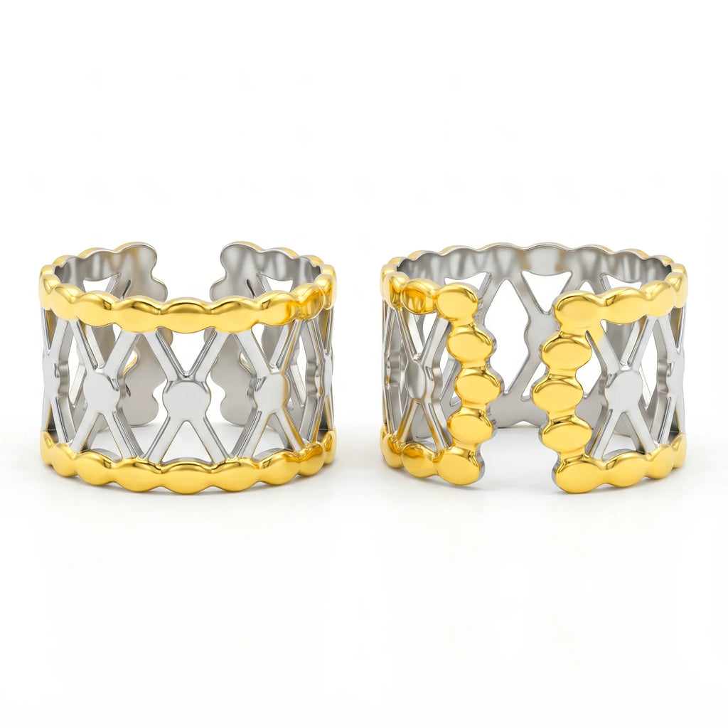 AYMI Ring Anti-Tarnish Lattice Work Statement (Adjustable Size)