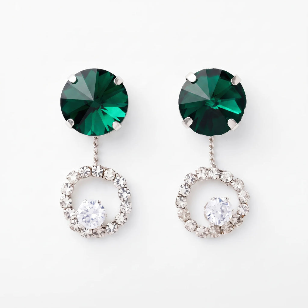AYMI Earrings Anti-Tarnish Green Circle Studs